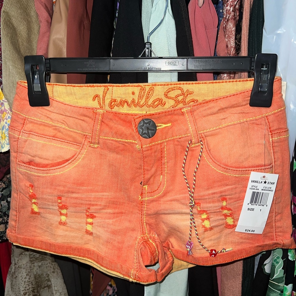 NWT Vanilla Star Vibrant Orange & Yellow Jean Shorts